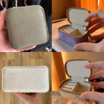 Resesmyckeskrin i sammet med ringrullar — Anpassad logotyp